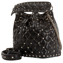 Valentino Rockstud Quilted Bucket Bag- Black RW0B0B59NAP 0NO
