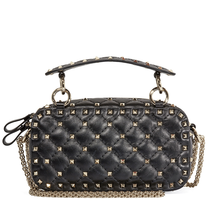 Valentino Rockstud Spike Leather Camera Bag- Black PW2B0B35NAP-0NO