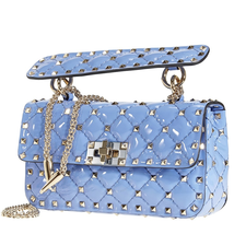 Valentino Small Patent Rockstud Spike Bag- Angel Blue RW2B0123VNE-GY7