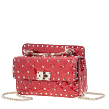 Valentino Small Patent Rockstud Spike Bag- Red RW2B0123VNE-0RO