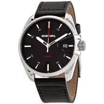 Diesel MS9 Quartz Black Dial Black Leather Men's Watch DZ1862