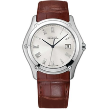 Ebel Classic Silver Dial Brown Leather Men's Quartz Watch 1215802