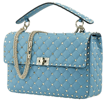 Valentino Large Rockstud Spike Bag- Blue RW0B0121NAP PI4