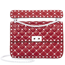 Valentino Rockstud Spike Medium Shoulder Bag- Red B0122RVH 0RO