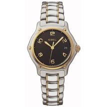 Ebel Black Dial Two-Tone Stainless Steel Quartz Ladies Watch 1087221-15665P
