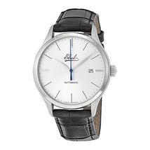 Ebel Automatic Silver Dial Black Leather Strap Men's Watch 9120R41/6430136