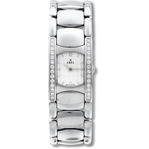 Ebel Beluga Manchette White Dial Stainless Steel Ladies Quartz Watch 9057A28-681050