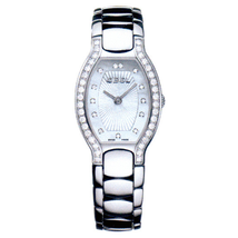 Ebel Beluga Tonneau Mini Mother of Pearl Dial Diamond Bezel Ladies Watch 9656G28-9991070