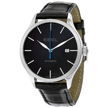Ebel Classic 100 Automatic Black Dial Black Leather Men's Watch 1216089