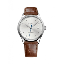 Ebel Classic Silver Dial Brown Alligator Leather Automatic Men's Watch 1216088