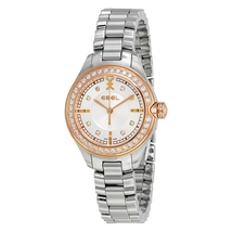 Ebel Onde Small Silver Dial Rose Gold and Stainless Steel Ladies Watch 1216097