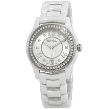 Ebel X-1 Diamond Silver Dial White Ceramic Ladies Watch 1216130