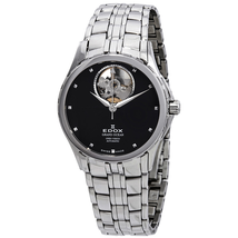 Edox Grand Ocean Open Heart Black Dial Automatic Ladies Watch 85013 3 NIN 85013 3 NIN