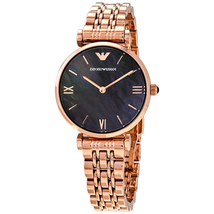 Emporio Armani Armani Gianni T-Bar Quartz Black Mother of Pearl Dial Ladies Watch AR11145