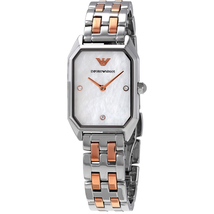 Armani Giola Quartz Crystal White Mother of Pearl Dial Ladies Watch AR11146