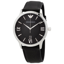 Emporio Armani Armani Giovanni Quartz Black Dial Black Leather Men's Watch AR11210