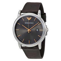 Emporio Armani Luigi Grey Dial Dark Brown Leather Men's Watch AR1996