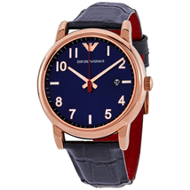 Emporio Armani Luigi Quartz Blue Dial Dark Blue leather Men's Watch AR11135