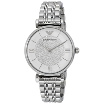 Emporio Armani Armani White Crystal Pave Dial Stainless Steel Ladies Watch AR1925