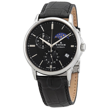 Edox Les Bemonts Black Dial Men's Chronograph Moonphase Watch 01651 3 NIN 01651 3 NIN