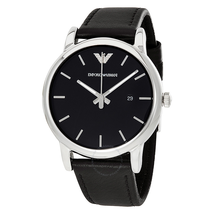 Emporio Armani Classic Black Dial Black Leather Strap Men's Watch AR1692