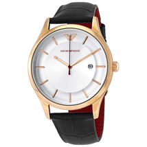 Emporio Armani Quartz Silver Dial Blue Leather Men's Watch AR11131