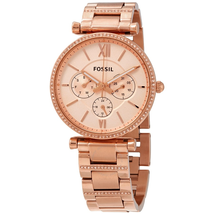 Fossil Carlie Multifunction Quartz Crystal Rose Dial Ladies Watch ES4542