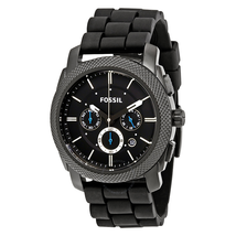 Fossil Machine Chronograph Black Dial Black Silicone Men's Watch FS4487