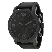 Fossil Nate Chronograph Black Dial Black Ion-plated Men's Watch JR1354