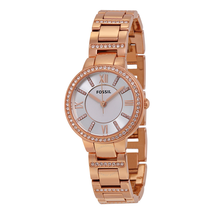 Fossil Virginia Silver Dial Rose Gold-tone Ladies Watch ES3284