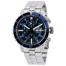 Fortis Marinemaster Chronograph Black Dial Batman Bezel Men's Watch 671.15.45 M