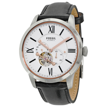 Fossil Townsman White Dial Black Leather Men's Watch ME3104
