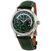 Frederique Constant Classic Wordtimer Manufacture Green Dial Automatic Men's Watch FC-718GRWM4H6