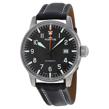 Fortis Fleiger Classic Automatic Black Dial Black Leather Men's Watch 5951141L 595.11.41 L