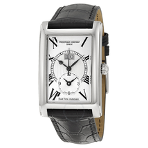 Frederique Constant Classics Carree Silver Dial Black Leather Strap Men's Watch 325MS4C26 FC-325MS4C26