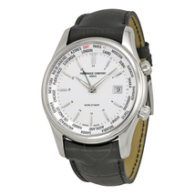 Frederique Constant Index Worldtimer Silver Dial Black Leather Men's Watch 255S6B6