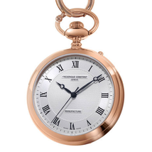 Frederique Constant Manufacture Silver Dial Rose Gold Stainless Steel Pocket Watch FC-700MC6PW4