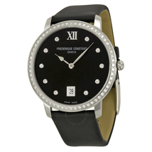 Frederique Constant Slim Line Black Dial Diamond Ladies Watch FC-220B4SD36