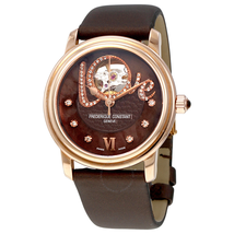Frederique Constant Chocolate Guilloche Mother of Pearl Leather Ladies Watch FC-310CLHB2P4