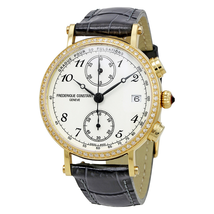 Frederique Constant Classics Chronograph White Dial Diamond Black Leather Ladies Watch FC-291A2RD5