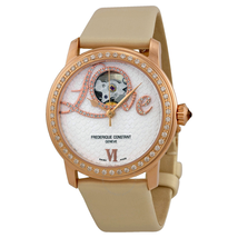 Frederique Constant Heart Beat Vanilla Dial White Satin Ladies Watch FC-310LHB2PD4