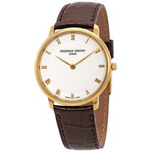 Frederique Constant Slimline White Dial Brown Leather Men's Watch FC-200RS5S35