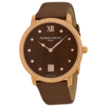 Frederique Constant Slim Line Brown Dial Rose Gold PVD Ladies Watch FC-220C4SD34