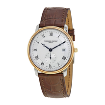 Frederique Constant Slim Line Quartz Silver Guilloche Gold-Plated Men's Watch FC-245M4SZ7