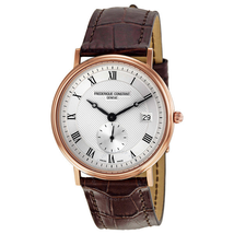 Frederique Constant Slim Line Rose Gold Brown Leather Men's Watch FC-245M4S9