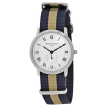 Frederique Constant Slimline Silver Dial Unisex Watch FC-235M4S6-NAVY-BEIGE FC-235M4S6-NV-BG