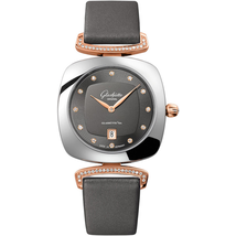 Glashutte Pavonina Ruthenium Dial Ladies Diamond Watch 03-01-25-06-02