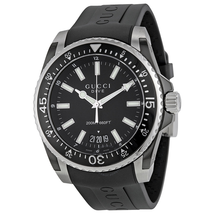 Gucci Dive Black Dial Black Rubber Men's Watch YA136204