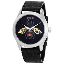Gucci G-Timeless Black Dial with an Embroidered Honeybee Ladies Watch YA1264067