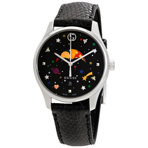 Gucci G-Timeless Black with Stars and Planet Moonphase Dial Ladies Watch YA1264045
